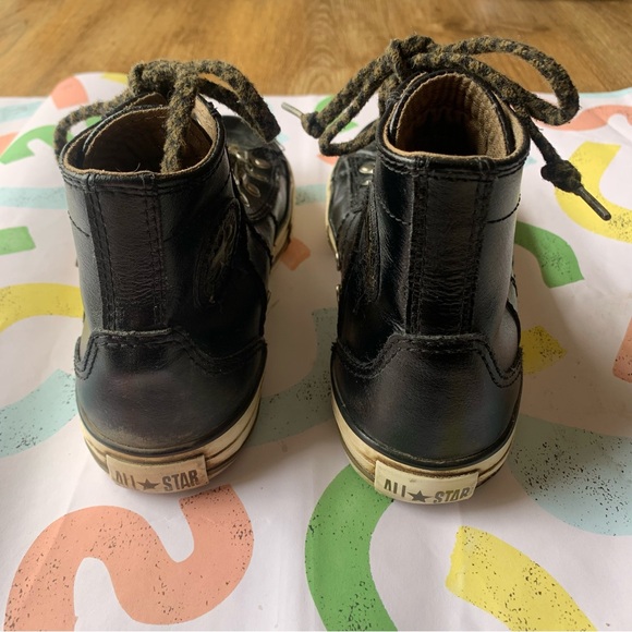 Converse Black Leather Hightop Hiking Punk Sneakers - Picture 5 of 8